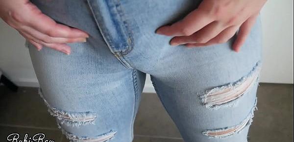  Step Sister begs for cum in her panties and Denim Jeans - Rubiray amateur couple